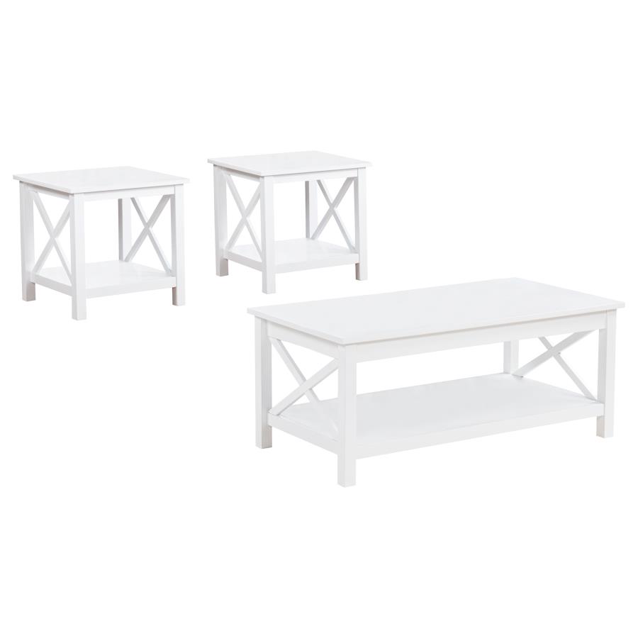 Skyview 3-piece Rectangular Lift Top Coffee Table Set White view 2