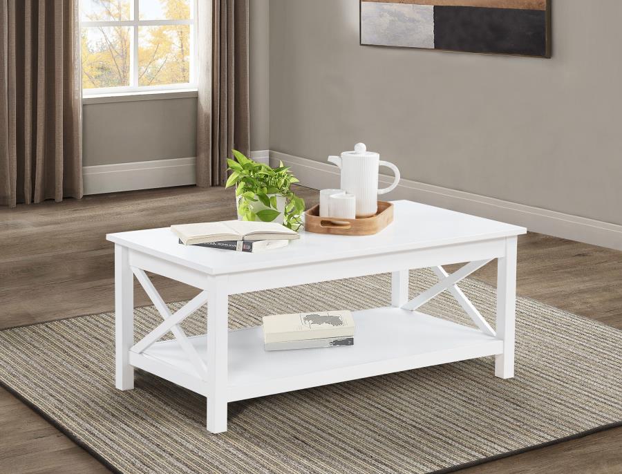 Skyview 44-inch Rectangular Lift Top Coffee Table White view 2