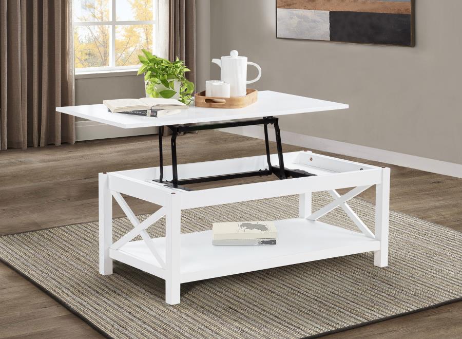 Skyview 44-inch Rectangular Lift Top Coffee Table White view 3