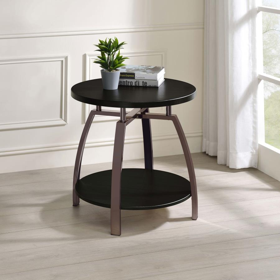 Dacre Round Engineered Wood Top Side End Table Dark Charcoal view 2