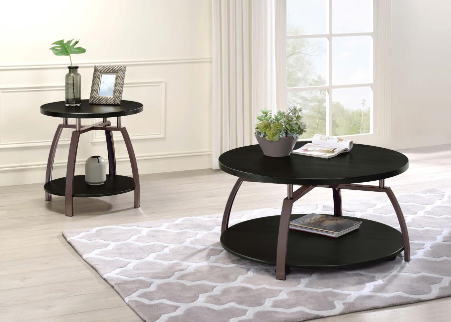 Dacre Round Engineered Wood Top Side End Table Dark Charcoal view 6