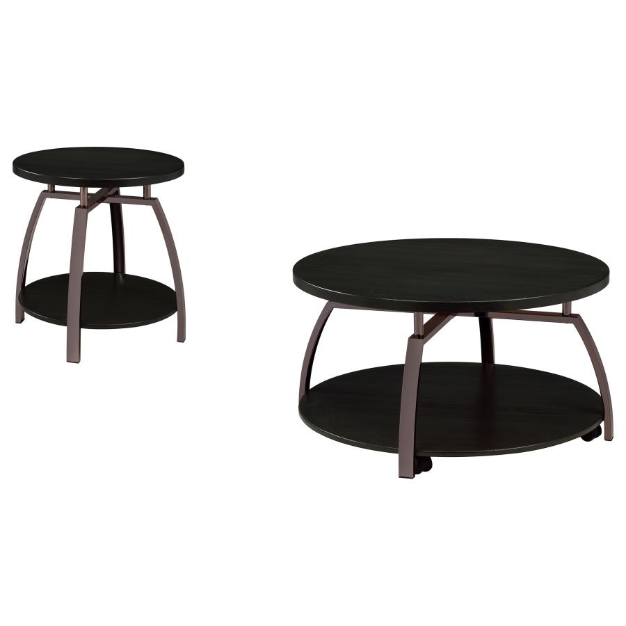 Dacre 2-piece Round Coffee and End Table Set Dark Charcoal view 2