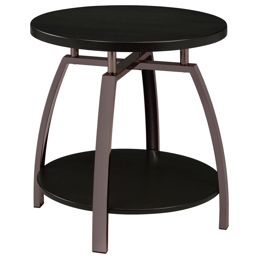 Dacre 3-piece Round Coffee and End Table Set Dark Charcoal view 3