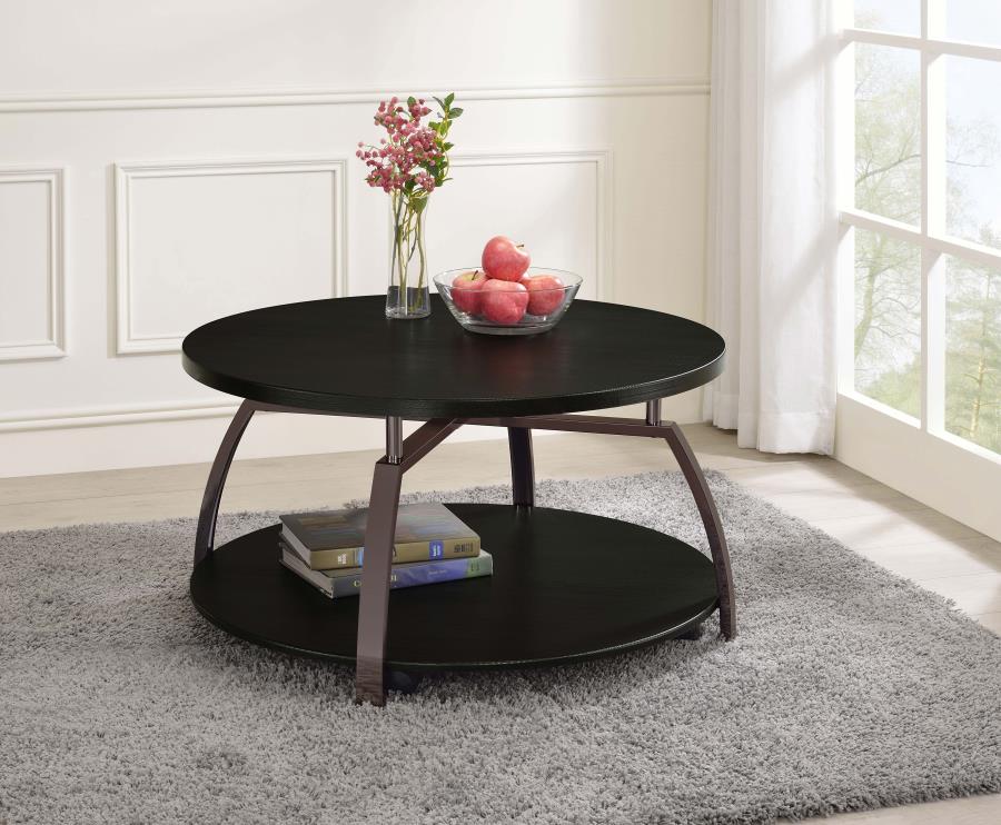 Dacre Round Engineered Wood Top Coffee Table Dark Charcoal view 2