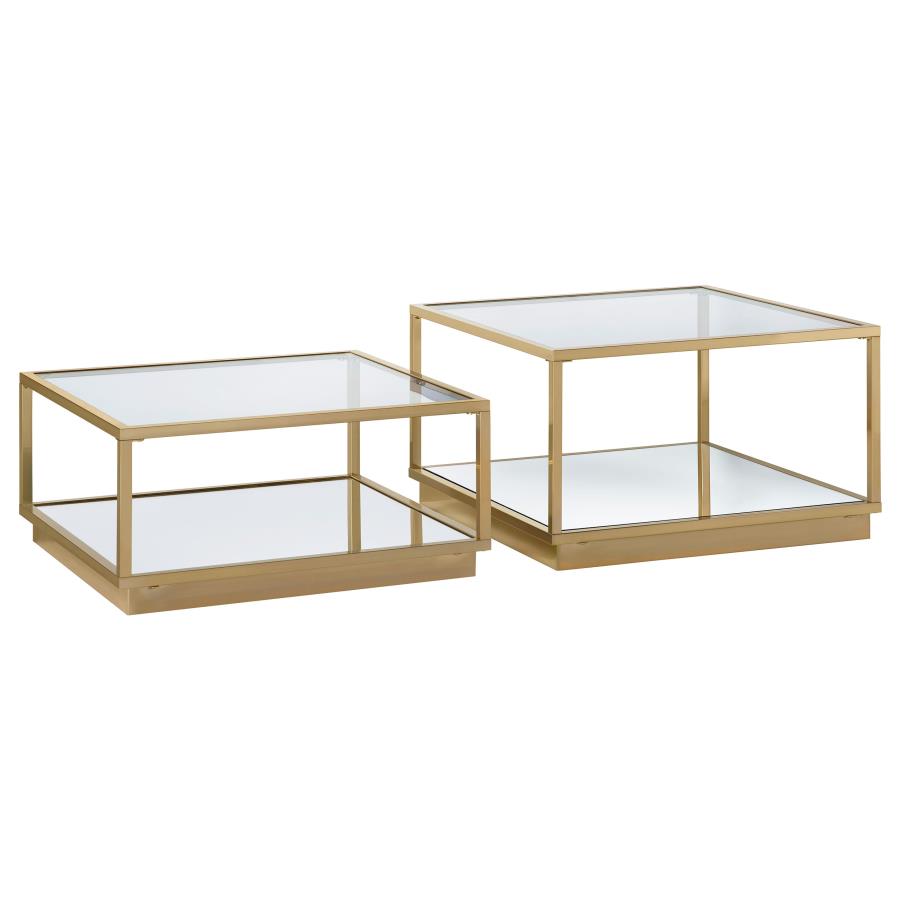 Renee 2-piece Square Coffee Table Set Rose Brass view 2