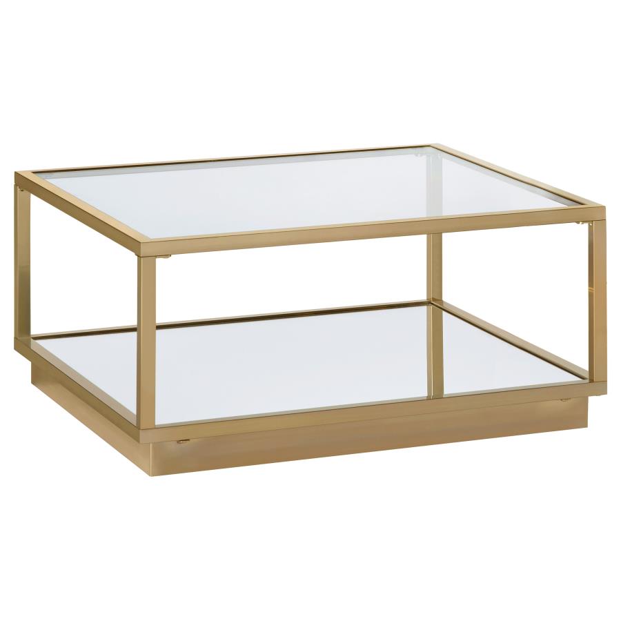 Renee 2-piece Square Coffee Table Set Rose Brass view 3