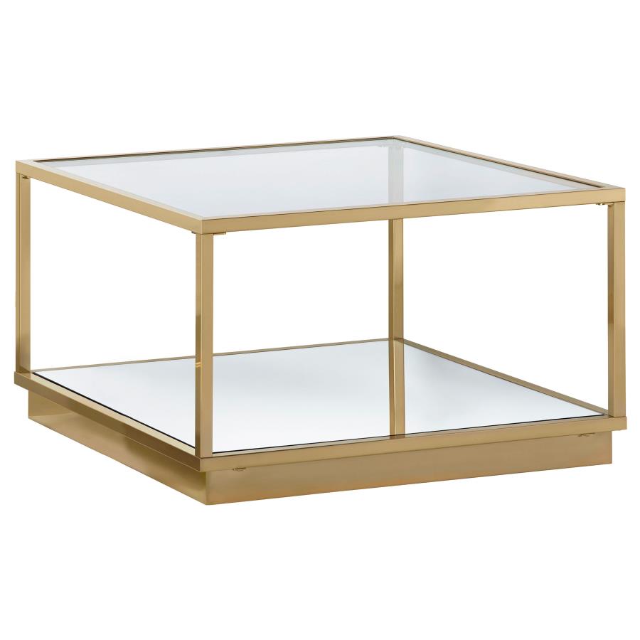 Renee 2-piece Square Coffee Table Set Rose Brass view 4