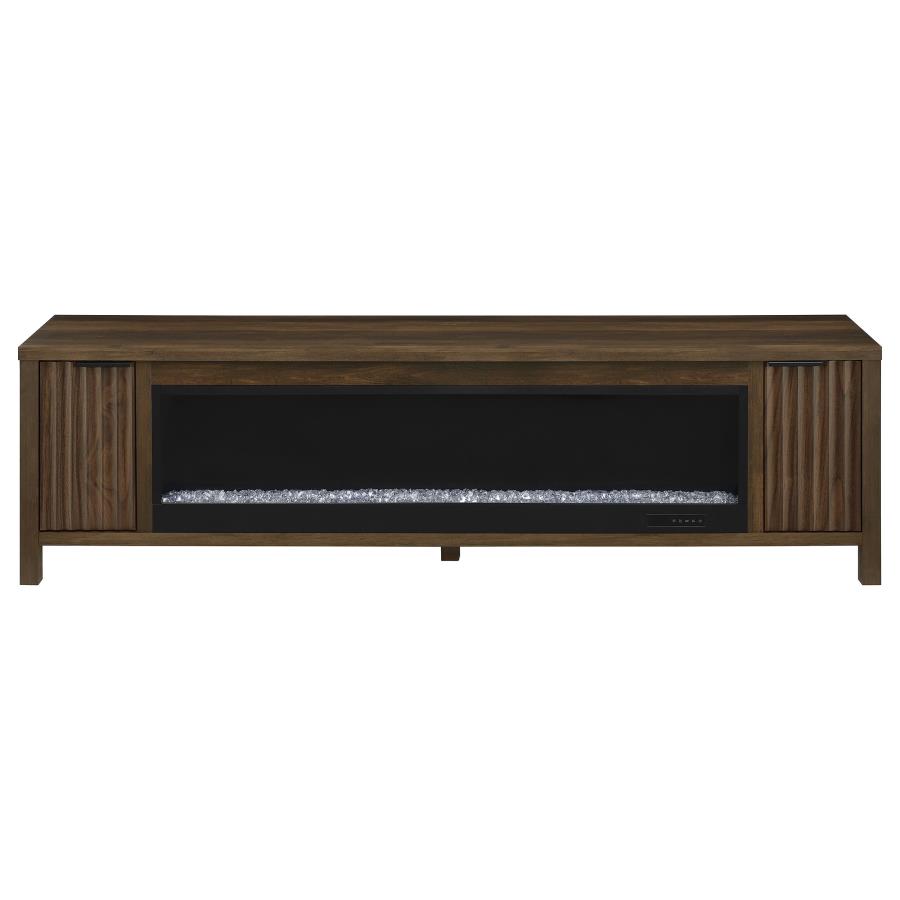 Carey 79-inch TV Stand Fireplace Media Console Dark Pine view 4
