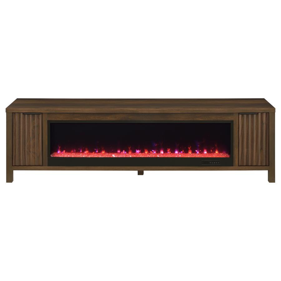 Carey 79-inch TV Stand Fireplace Media Console Dark Pine view 5