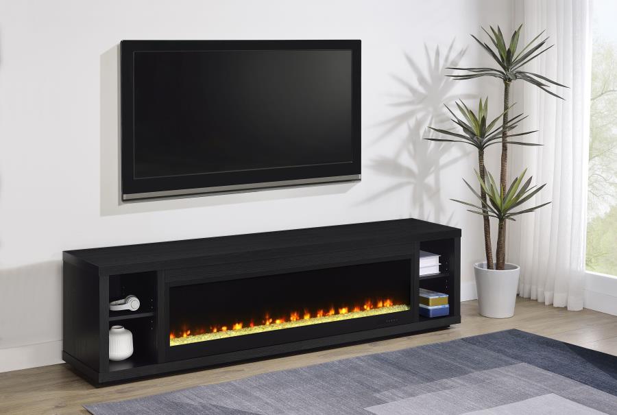 Deiter 79-inch TV Stand Fireplace Media Console Black view 2