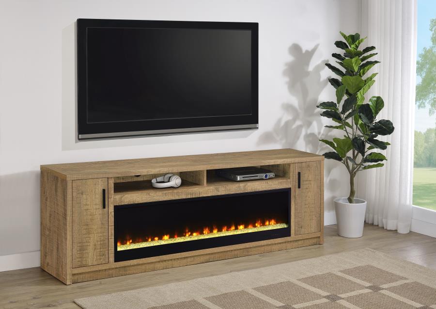 Eddy 79-inch 2-door TV Stand Fireplace Media Console Mango view 2