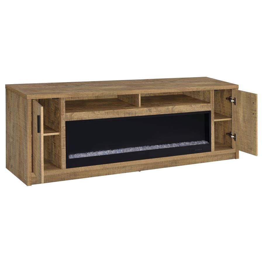 Eddy 79-inch 2-door TV Stand Fireplace Media Console Mango view 3