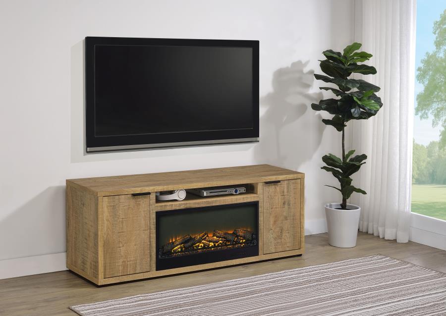 Fuller 60-inch 2-door TV Stand Fireplace Media Console Mango view 2
