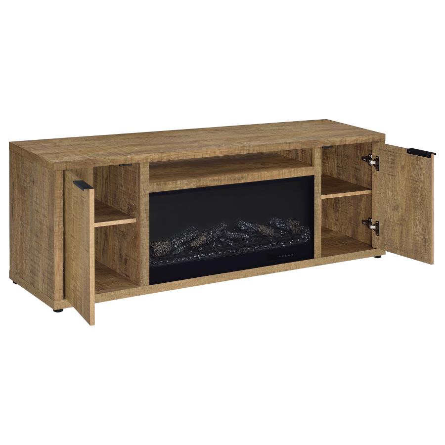 Fuller 60-inch 2-door TV Stand Fireplace Media Console Mango view 3