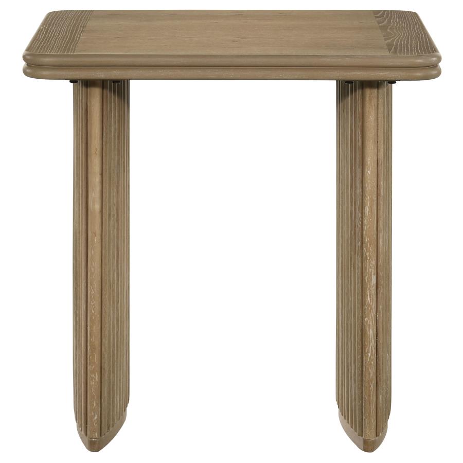 Adina Square Wood Side End Table Distressed Light Brown view 3