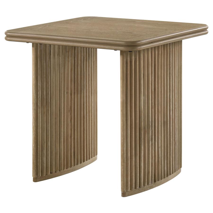 Adina Square Wood Side End Table Distressed Light Brown view 4