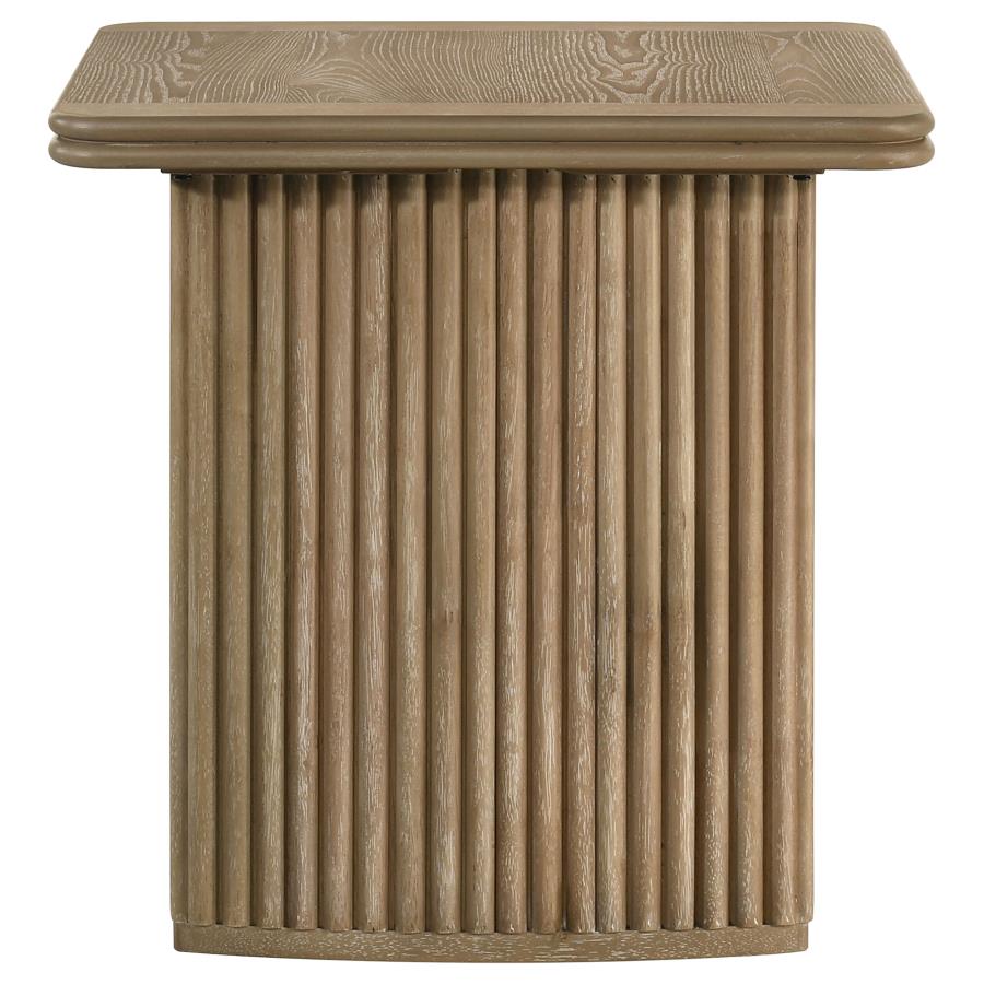 Adina Square Wood Side End Table Distressed Light Brown view 5
