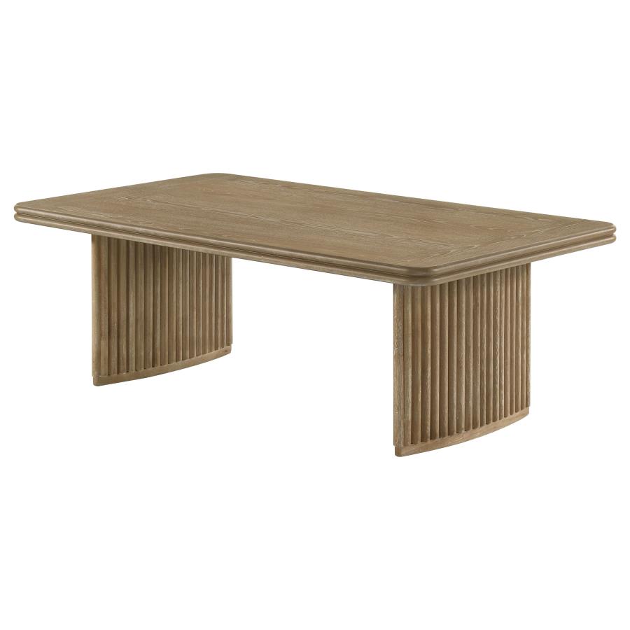 Adina Rectangular Wood Coffee Table Distressed Light Brown view 4