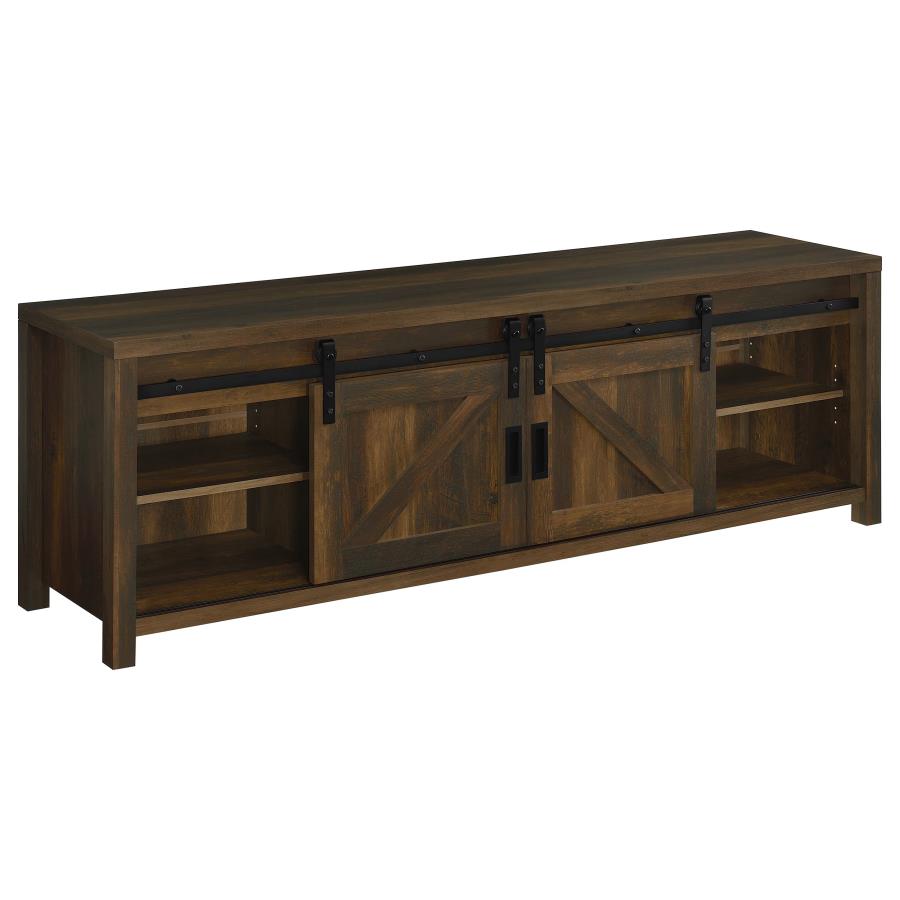 Enfield 71-inch TV Stand Fireplace Media Console Dark Pine view 3