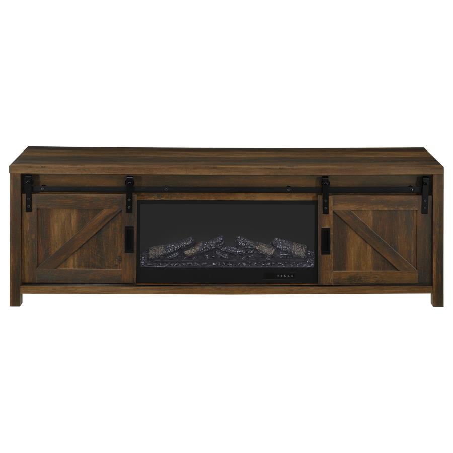 Enfield 71-inch TV Stand Fireplace Media Console Dark Pine view 4