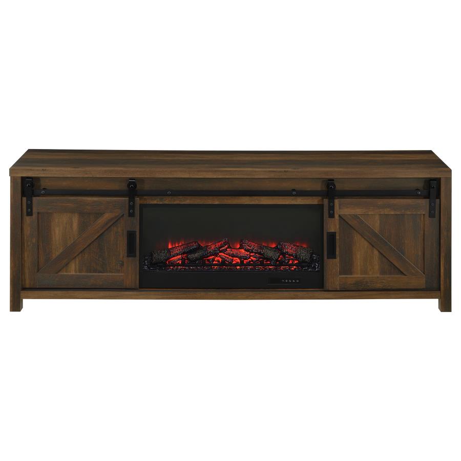 Enfield 71-inch TV Stand Fireplace Media Console Dark Pine view 5
