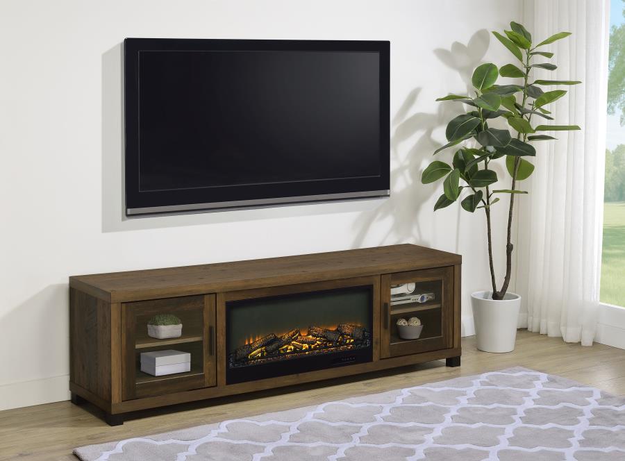 Havering 71-inch TV Stand Fireplace Media Console Dark Pine view 2