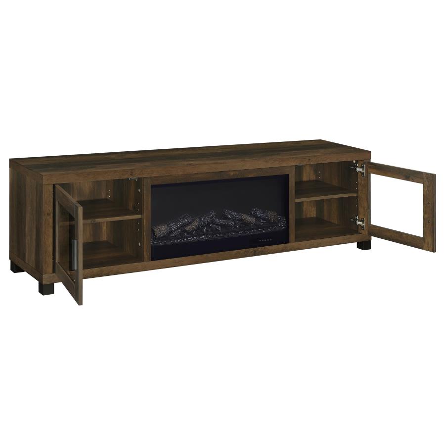 Havering 71-inch TV Stand Fireplace Media Console Dark Pine view 3