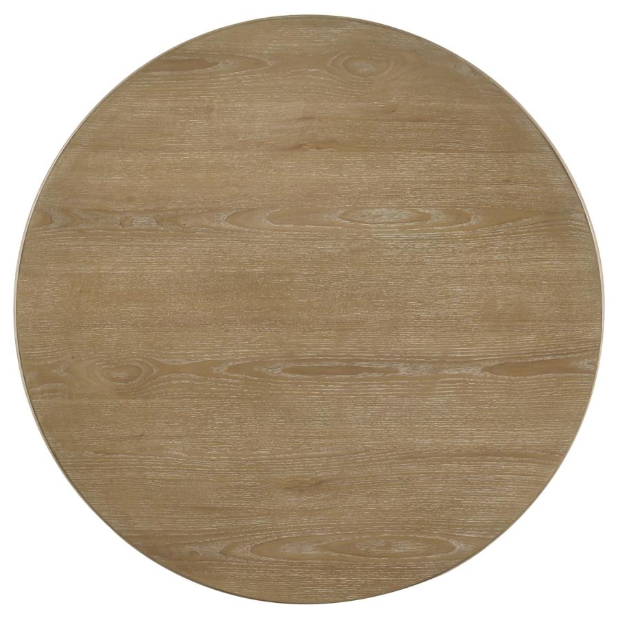 Adina 36-inch Round Wood Coffee Table Distressed Light Brown view 5