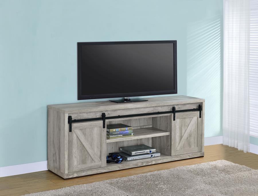 Brockton 2-door Engineered Wood 71-inch TV Stand Grey Driftwood view 2
