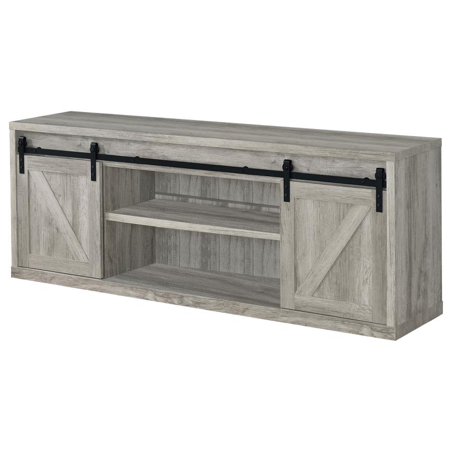 Brockton 2-door Engineered Wood 71-inch TV Stand Grey Driftwood view 3