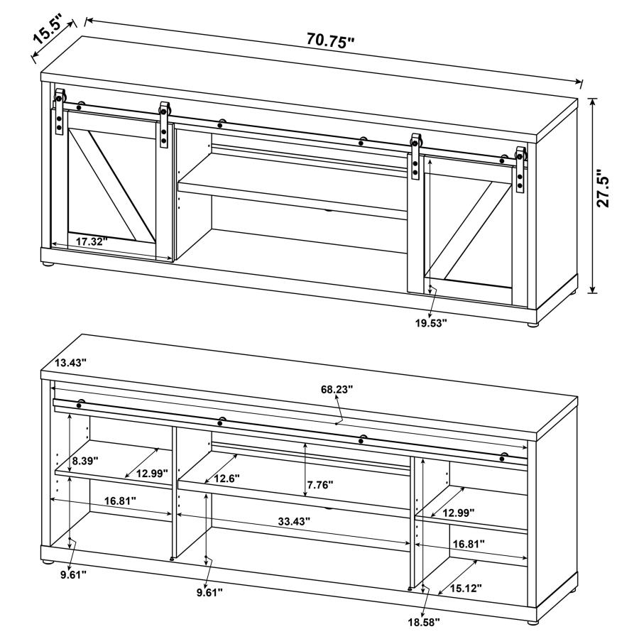 Brockton 2-door Engineered Wood 71-inch TV Stand Grey Driftwood view 5