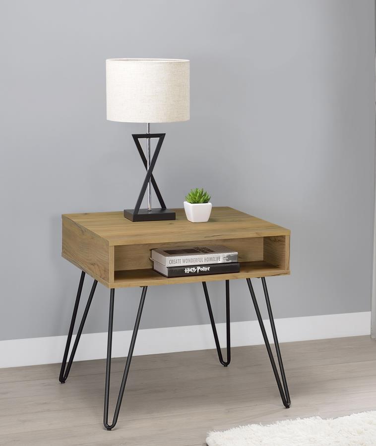 Fanning Engineered Wood Side End Table Golden Oak view 2
