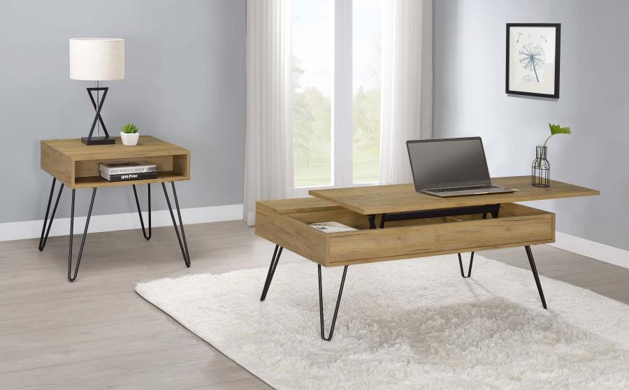 Fanning Engineered Wood Side End Table Golden Oak view 5
