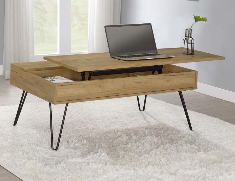 Fanning Engineered Wood Lift Top Coffee Table Golden Oak view 2