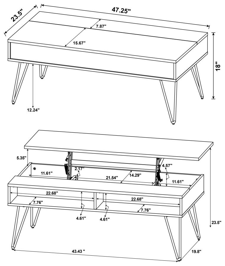 Fanning Engineered Wood Lift Top Coffee Table Golden Oak view 4