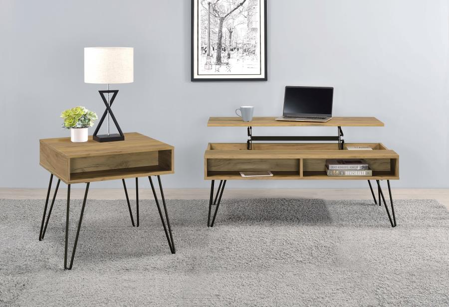 Fanning Engineered Wood Lift Top Coffee Table Golden Oak view 6