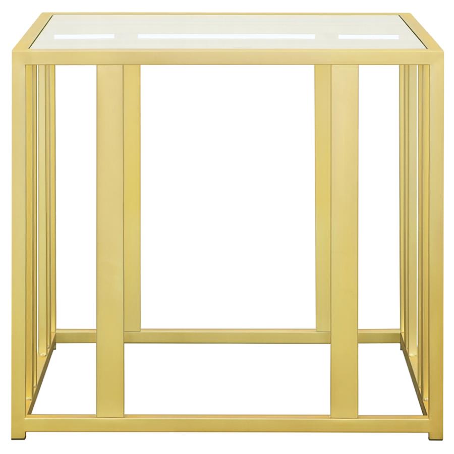 Adri Rectangular Glass Top Side End Table Matte Brass view 5