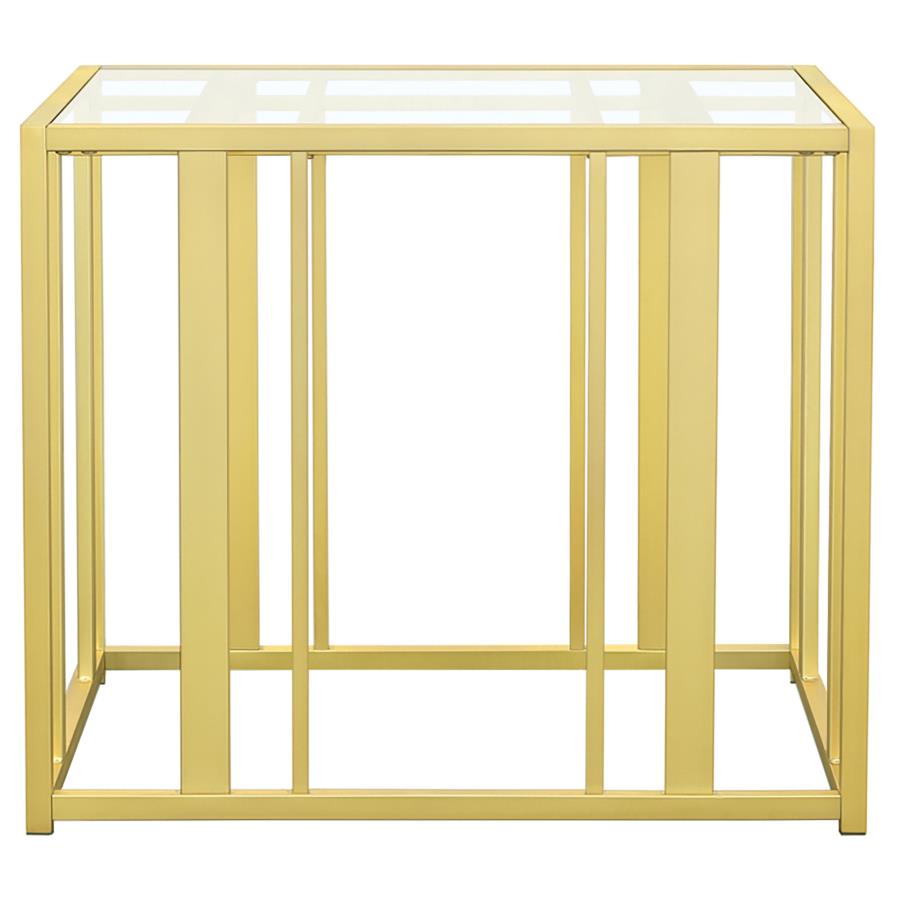 Adri Rectangular Glass Top Side End Table Matte Brass view 6
