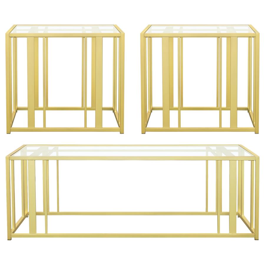 Adri 3-piece Coffee and End Table Set Matte Brass view 2