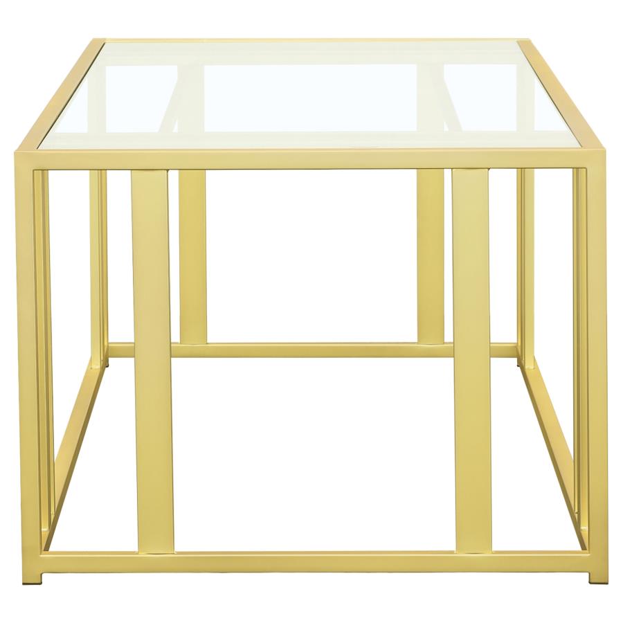 Adri Rectangular Glass Top Coffee Table Matte Brass view 5