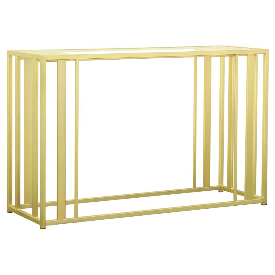 Adri Glass Top Entryway Console Table Matte Brass
