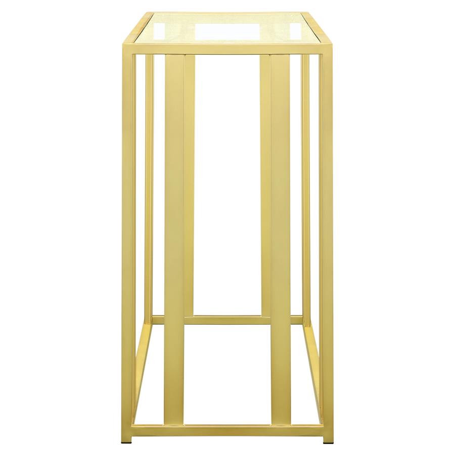 Adri Glass Top Entryway Console Table Matte Brass view 4