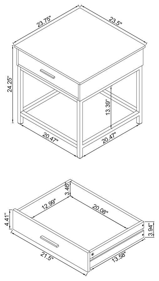 Byers 1-drawer Square Engineered Wood End Table Brown Oak view 3