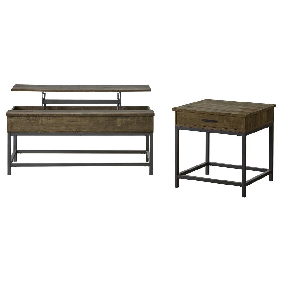 Byers 2-piece Lift Top Coffee and End Table Set Brown Oak view 2