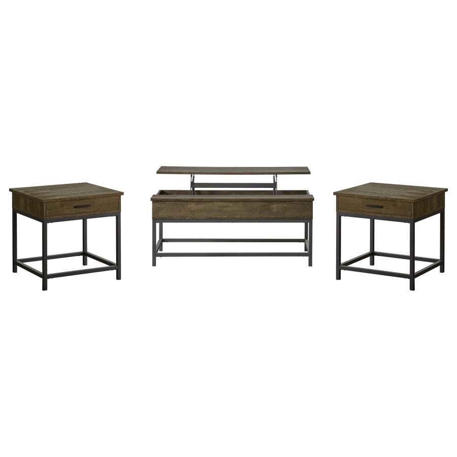 Byers 3-piece Lift Top Coffee and End Table Set Brown Oak view 2