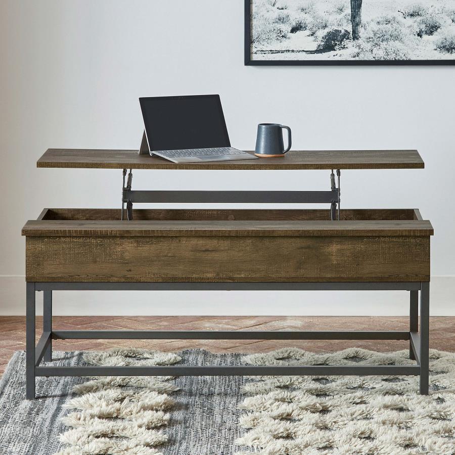 Byers Engineered Wood Lift Top Coffee Table Brown Oak view 2
