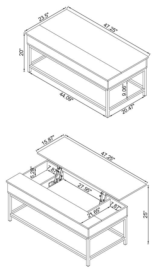 Byers Engineered Wood Lift Top Coffee Table Brown Oak view 3