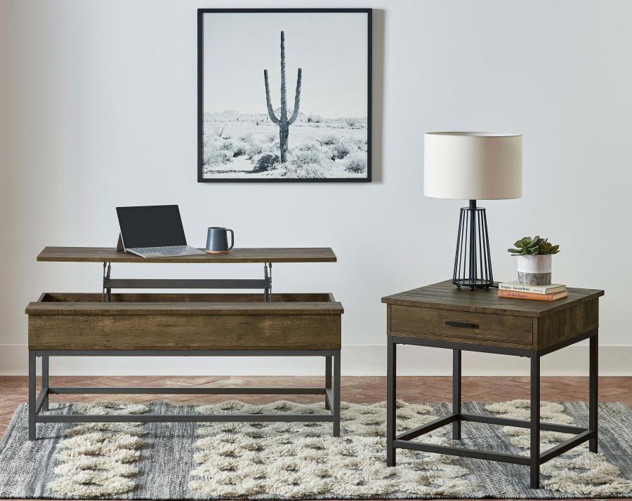 Byers Engineered Wood Lift Top Coffee Table Brown Oak view 4