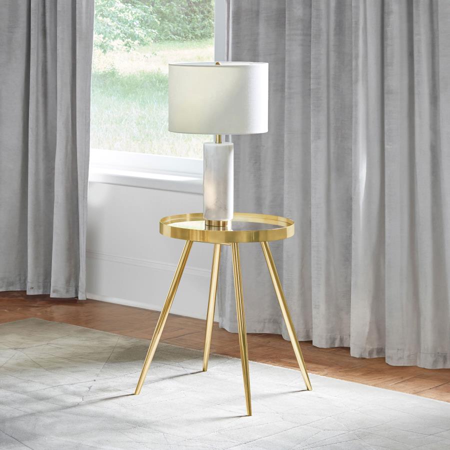 Kaelyn Round Mirror Top End Side Table Gold view 2