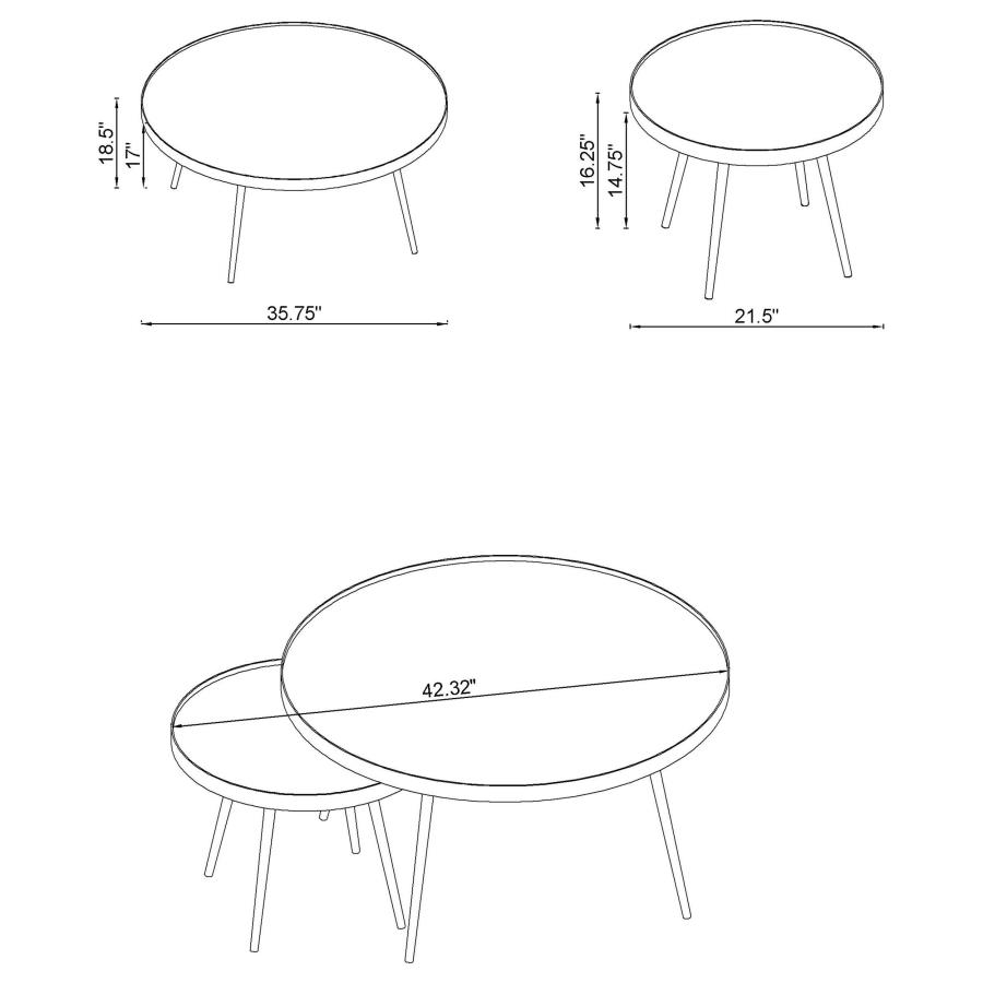 Kaelyn 3-piece Round Coffee and End Table Set Gold view 6